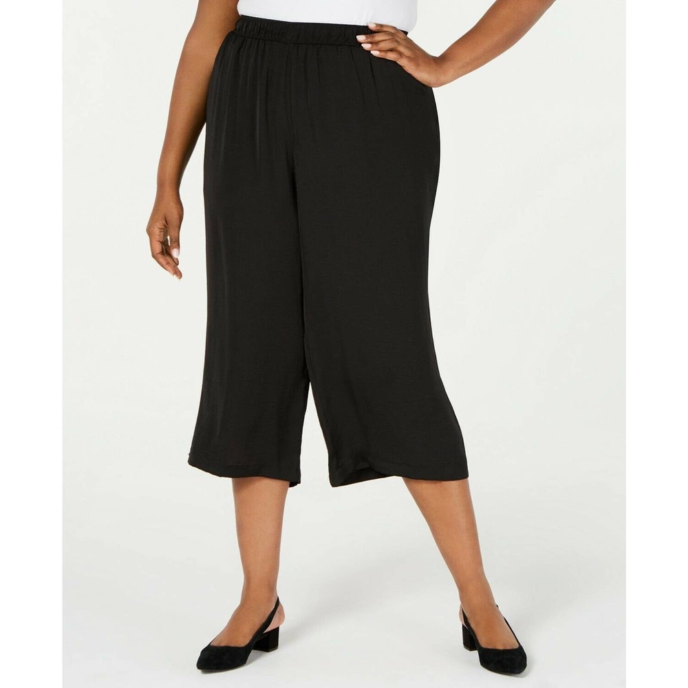 Alfani Womens Black Satin Culottes 2X E1
